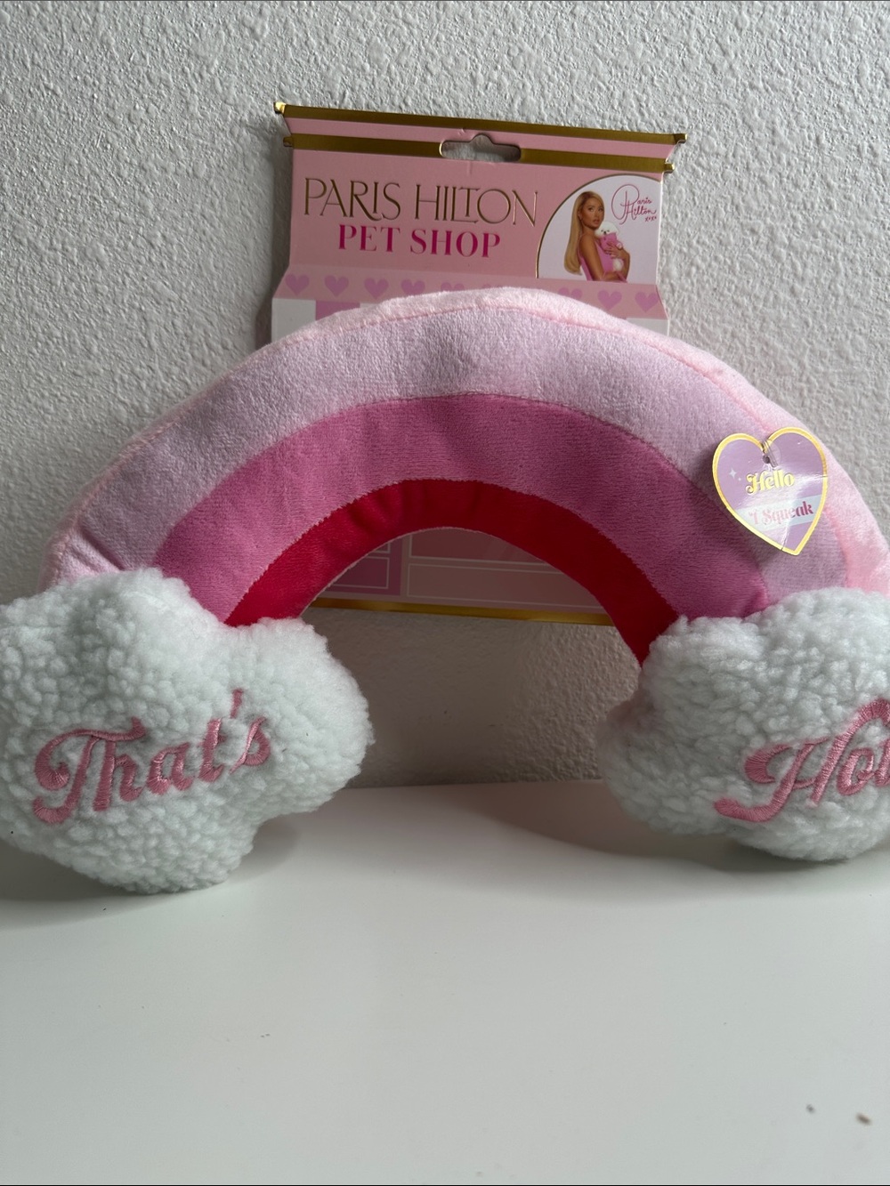 Paris Hilton Pink Plush Rainbow Dog Toy